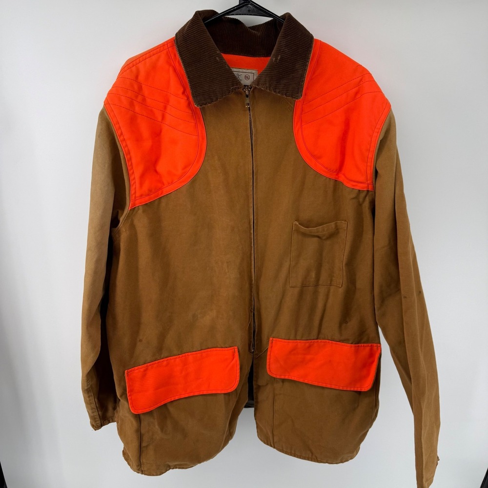 Vintage Ranger Mens XXL Hunting Jacket Blaze Orange Brown Canvas Made in USA